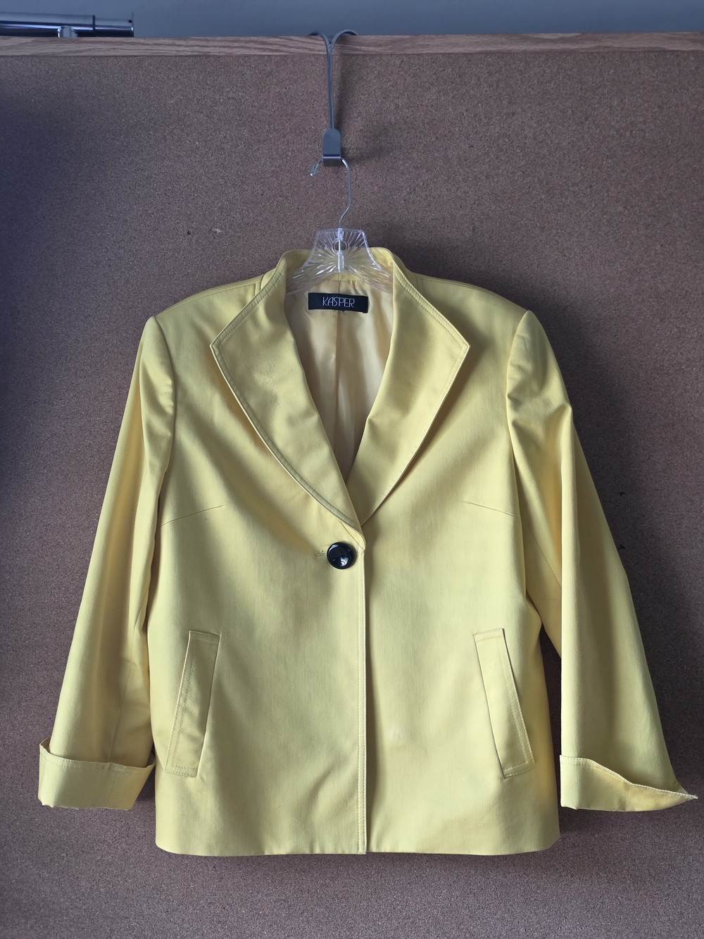 Kasper Yellow Single‑Button Blazer Women’s M/L  Career Work Jacket